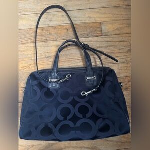 Coach Taylor Op Art Satchel Navy Sateen handbag- excellent condition used once!